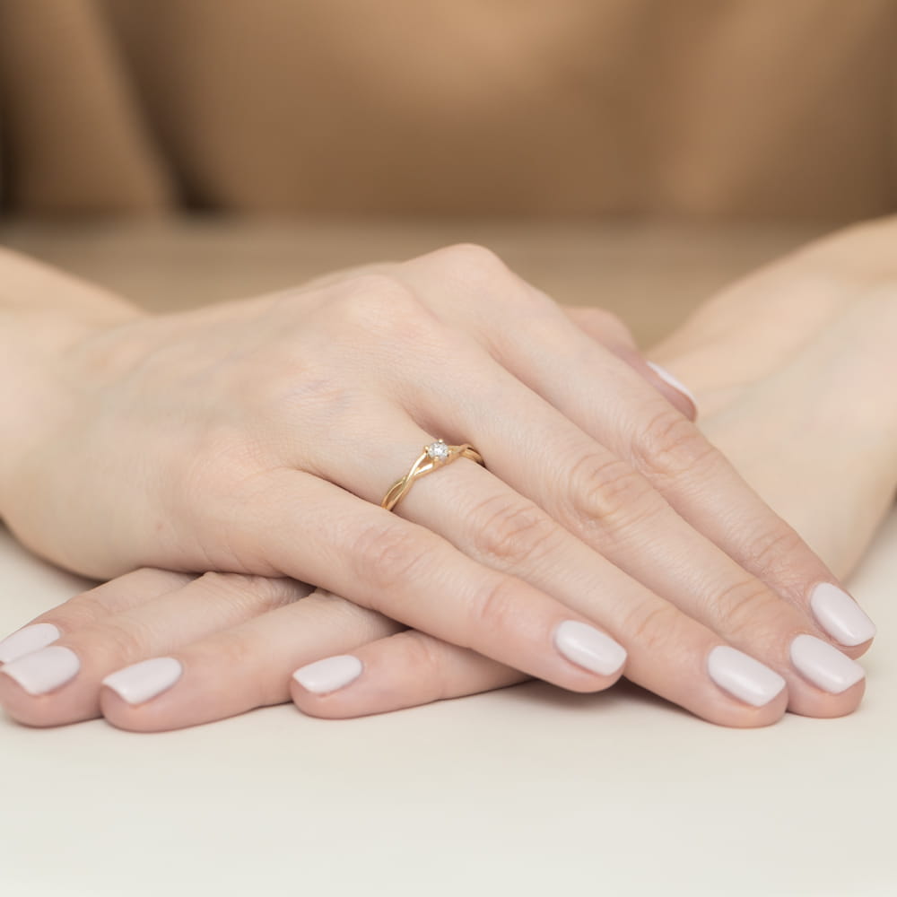Pierścionek Diament 0,03ct żółte złoto 4 Pierścionek Diament 0,03ct żółte złoto - obrazek 4