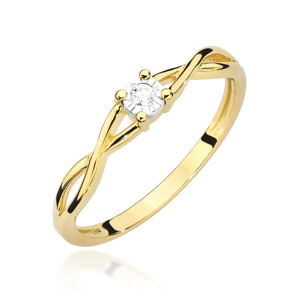 Pierścionek Diament 0,03ct żółte złoto 1 Pierścionek W470 Diament 0