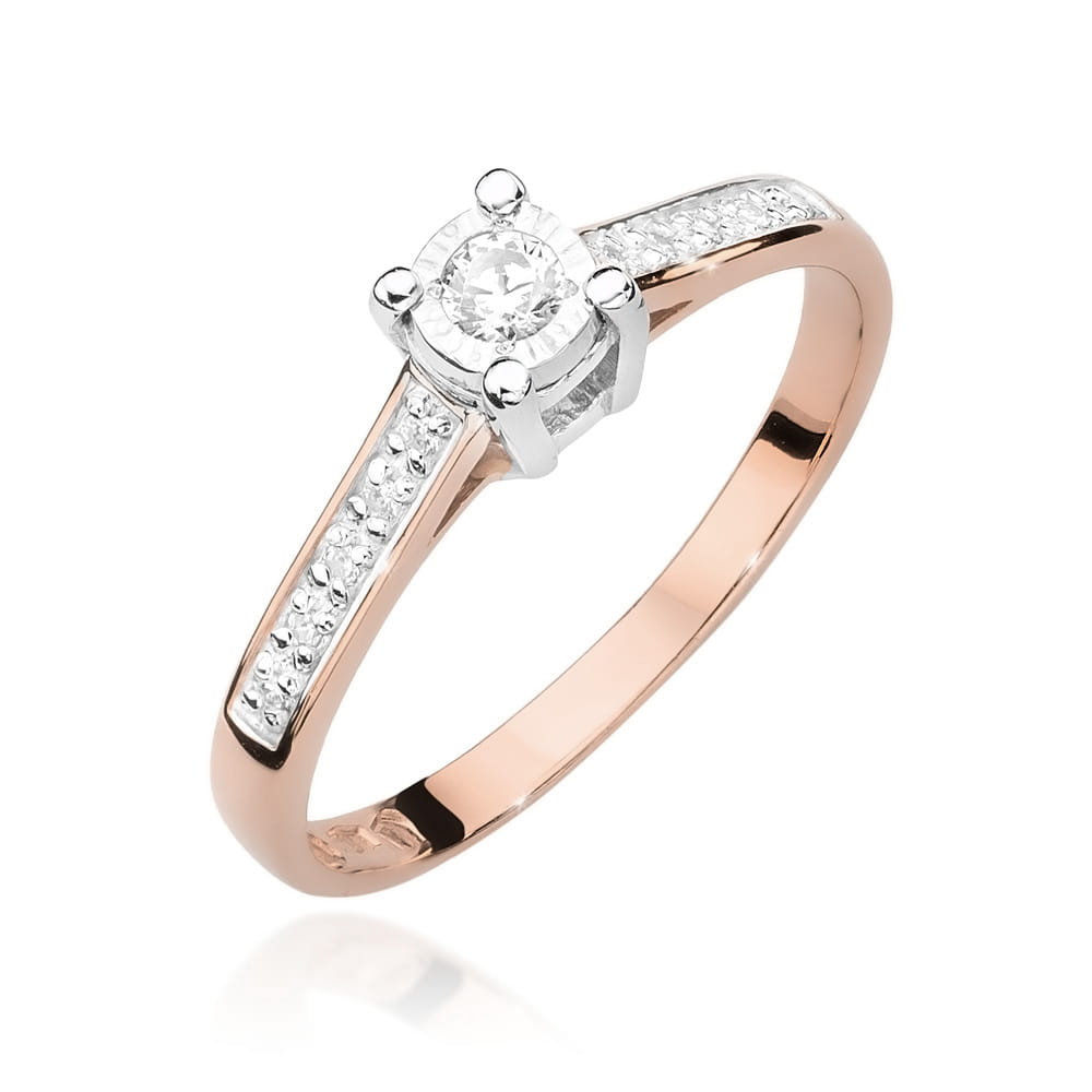 Pierścionek Diament 0,08ct różowe złoto 1 Pierścionek W474 Diament 0