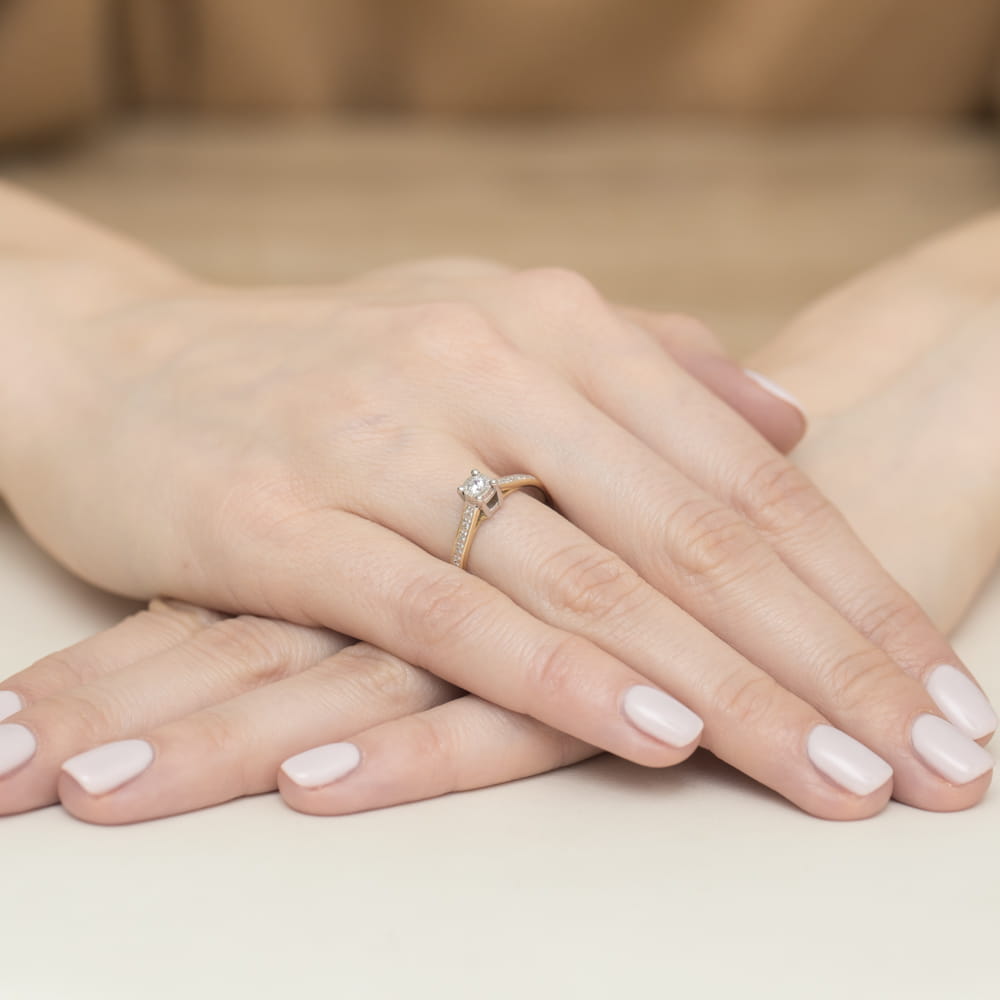 Pierścionek Diament 0,08ct żółte złoto 4 Pierścionek Diament 0,08ct żółte złoto - obrazek 4