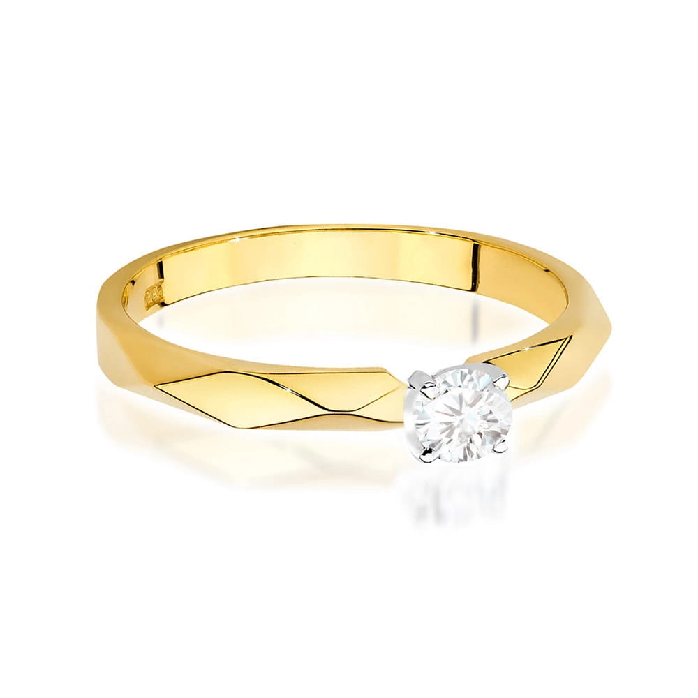 Pierścionek Diament 0,10ct żółte złoto 2 10ct żółte złoto Jubiler Kraków BigDIAMOND