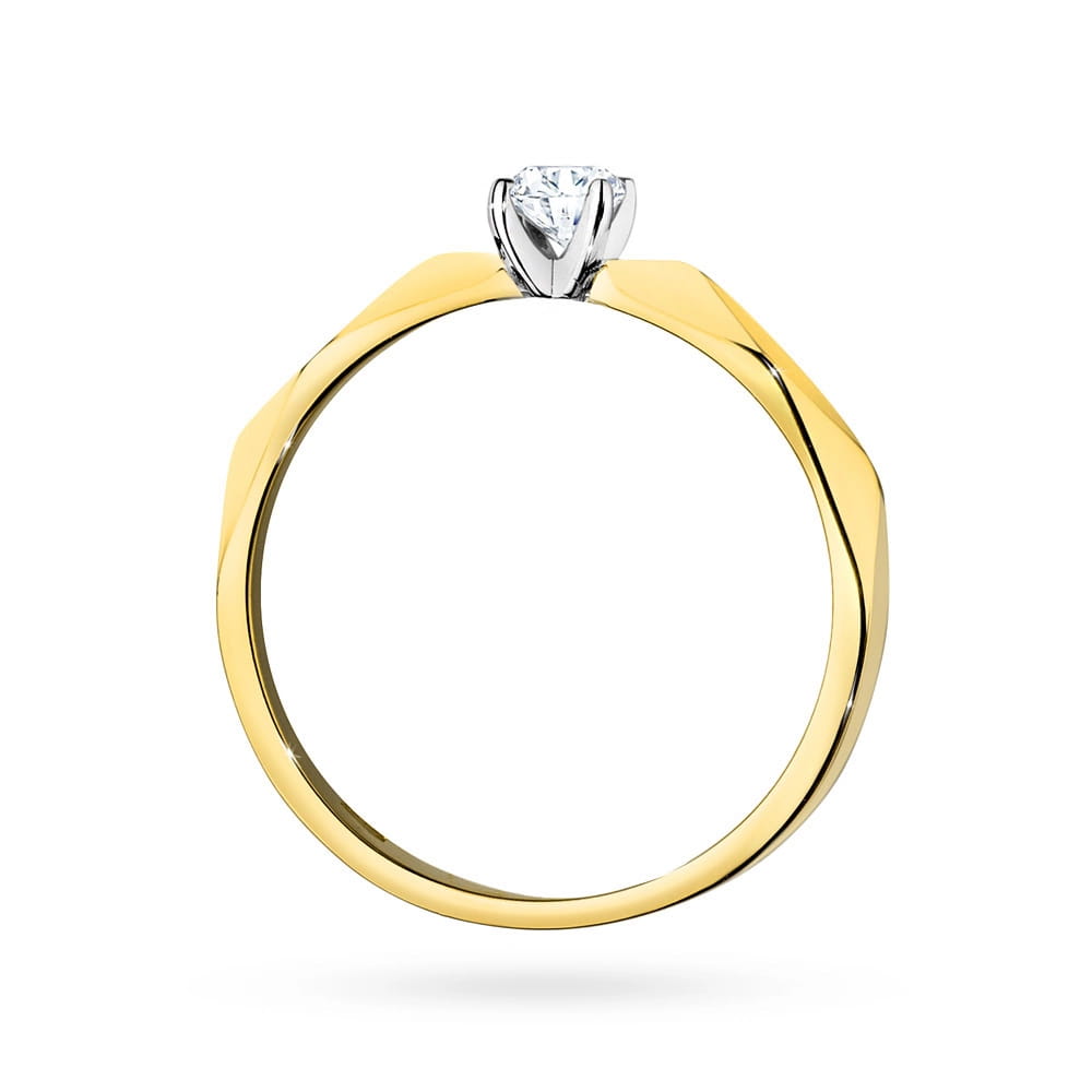 Pierścionek Diament 0,10ct żółte złoto 3 Pierścionek Diament 0,10ct żółte złoto - obrazek 3