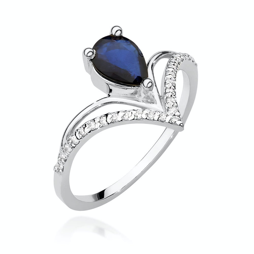 Pierścionek Szafir 0,60ct białe złoto 1 Pierścionek W487 Szafir 0