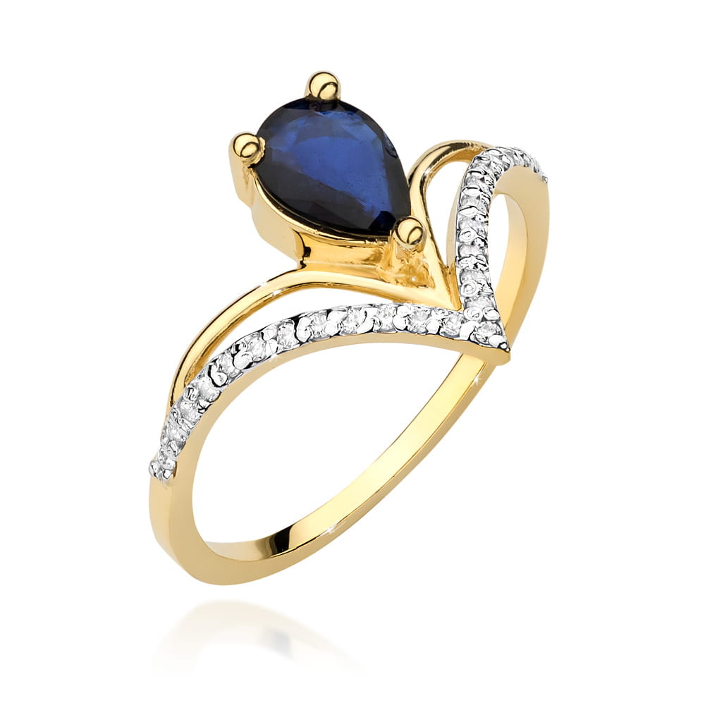 Pierścionek Szafir 0,60ct żółte złoto 1 Pierścionek W487 Szafir 0