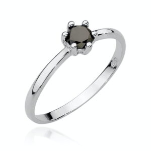 Pierścionek W496 Czarny Diament 0