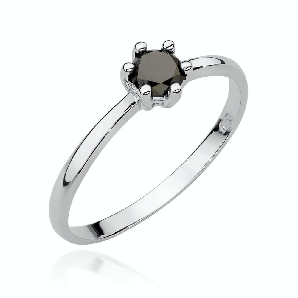 Pierścionek Czarny Diament 0,30ct białe złoto 1 Pierścionek W496 Czarny Diament 0