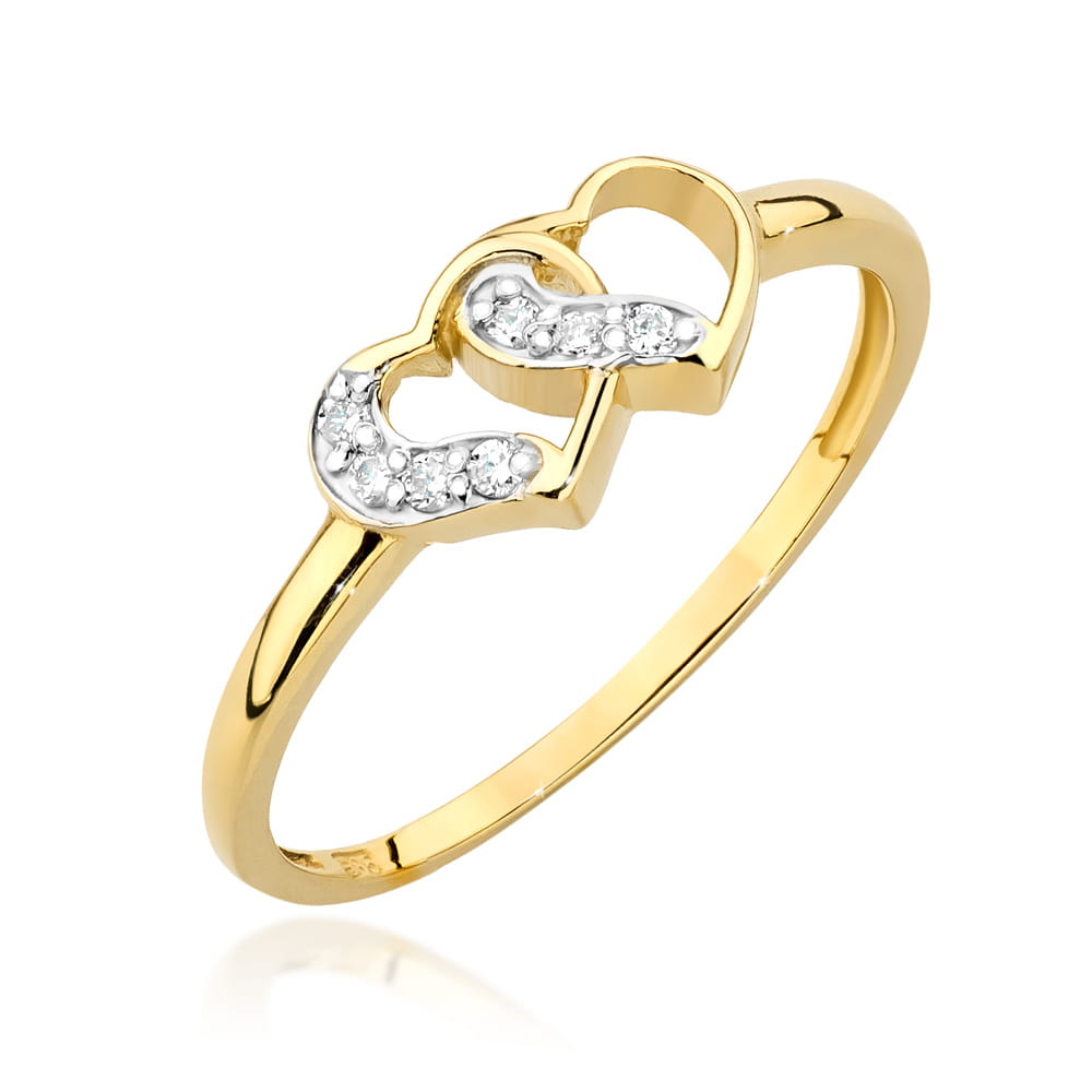 Pierścionek z diamentami żółte złoto 1 Pierścionek W500 z diamentami żółte złoto Jubiler Kraków BigDIAMOND