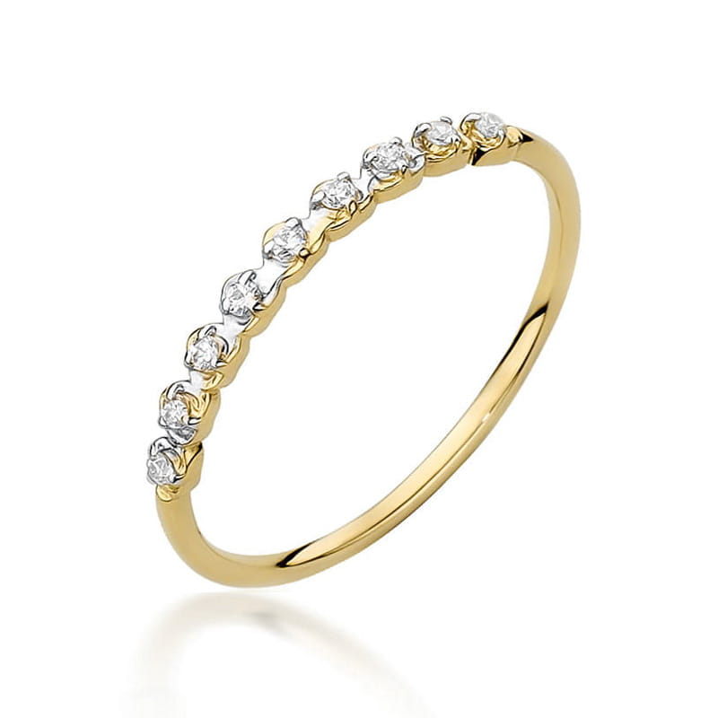 Pierścionek z diamentami żółte złoto 1 Pierścionek W504 z diamentami żółte złoto Jubiler Kraków BigDIAMOND