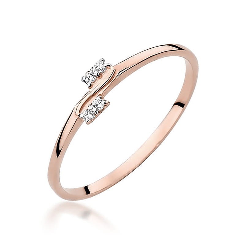 Pierścionek z diamentami różowe złoto 1 Pierścionek W505 z diamentami różowe złoto Jubiler Kraków BigDIAMOND