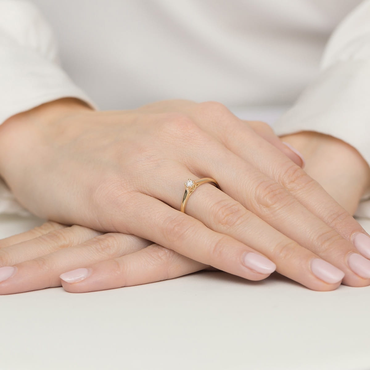 Pierścionek Diament 0,12ct żółte złoto 4 Pierścionek Diament 0,12ct żółte złoto - obrazek 4