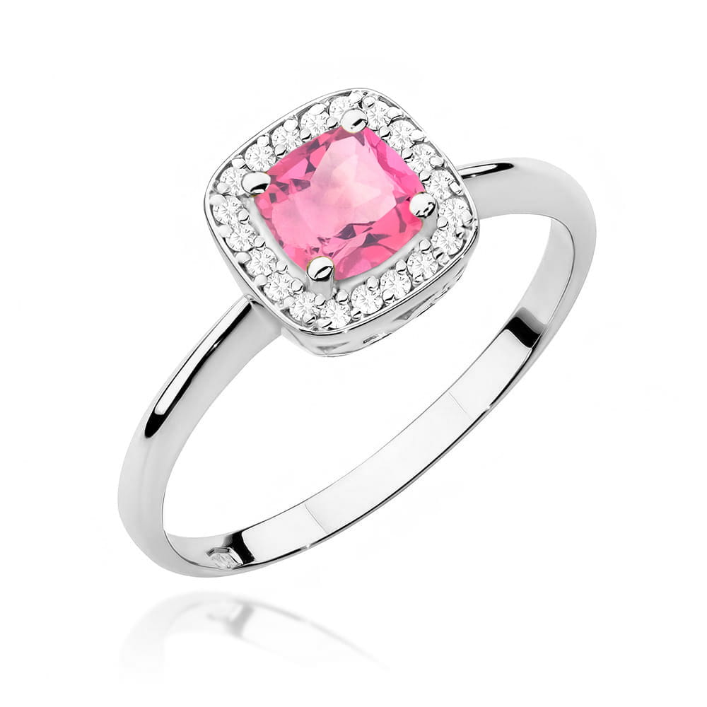 Pierścionek Różowy Topaz 0,65ct białe złoto 1 Pierścionek W514 Różowy Topaz 0