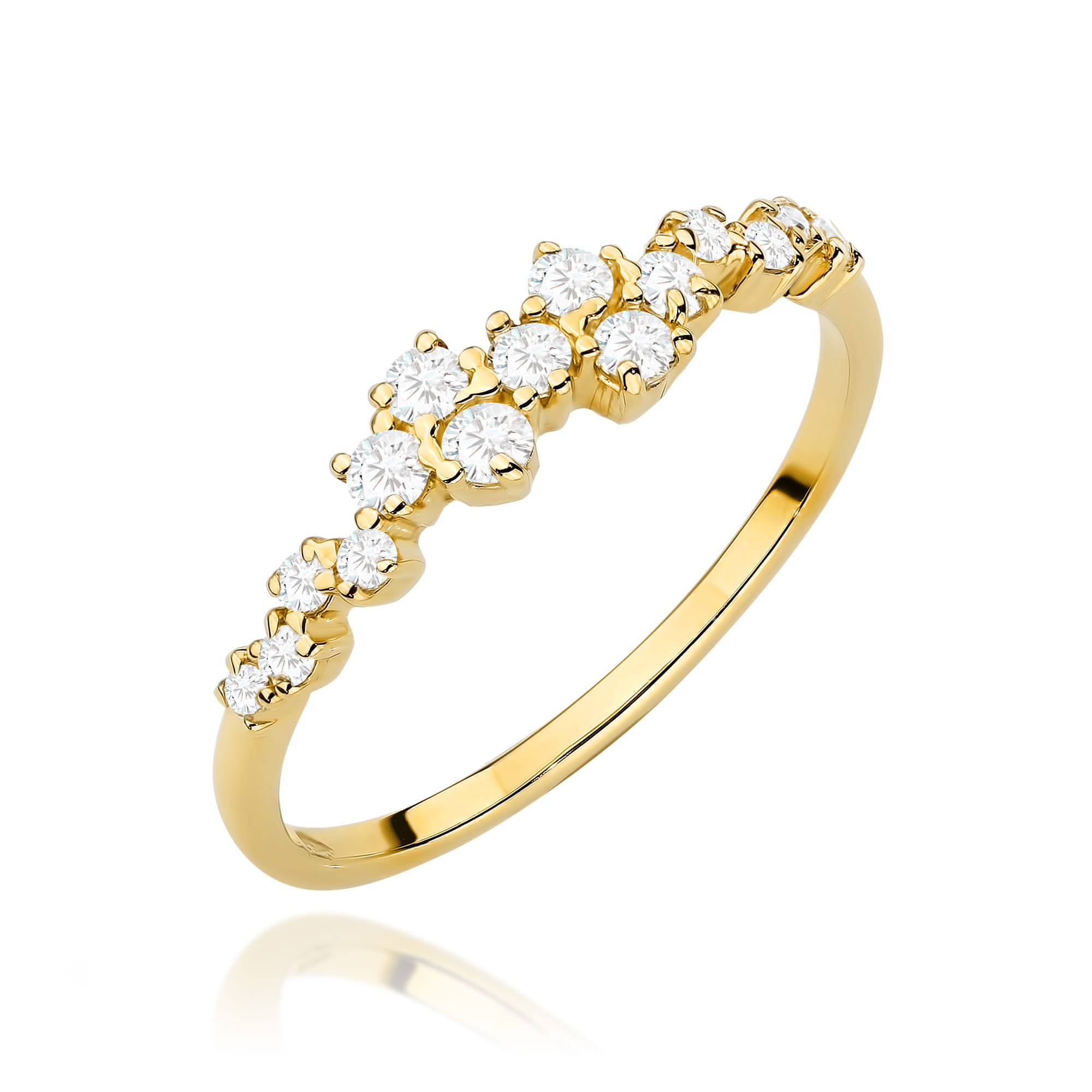 Pierścionek z diamentami żółte złoto 1 Pierścionek W528 z diamentami żółte złoto Jubiler Kraków BigDIAMOND