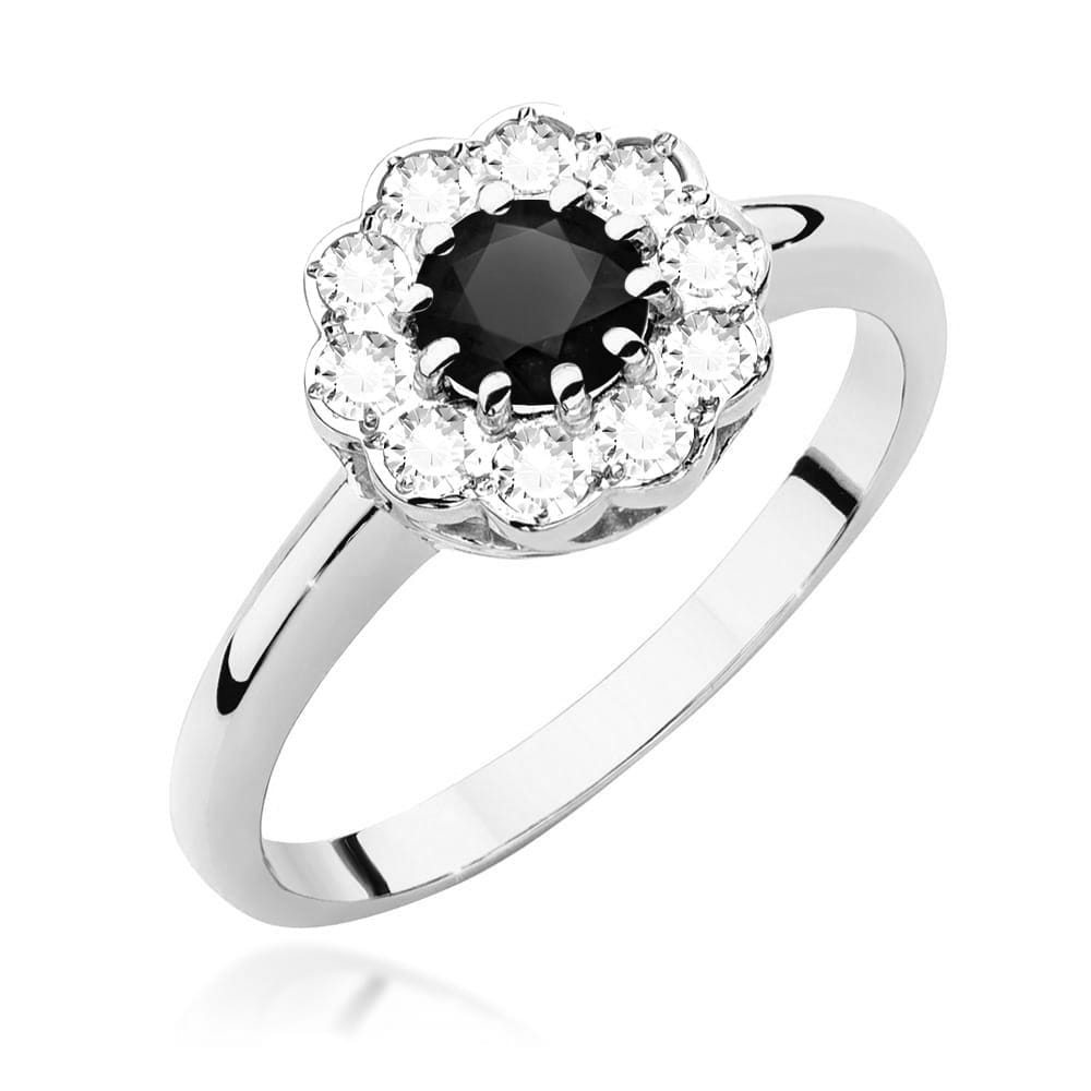 Pierścionek Czarny Diament 0,50ct białe złoto 1 Pierścionek W529 Czarny Diament 0