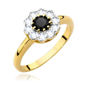 Pierścionek W529 Czarny Diament 0
