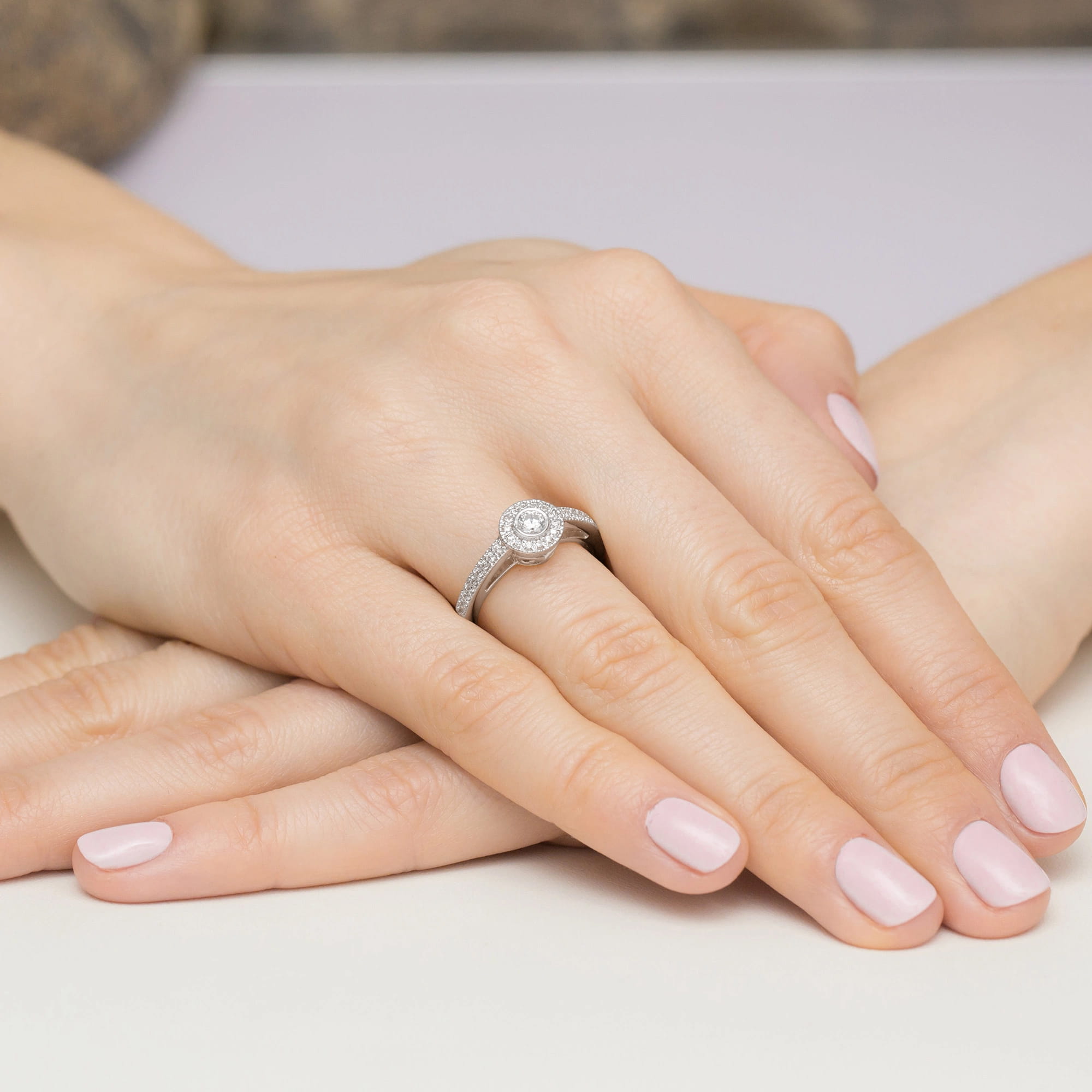 Pierścionek Diament 0,15ct białe złoto 4 Pierścionek Diament 0,15ct białe złoto - obrazek 4