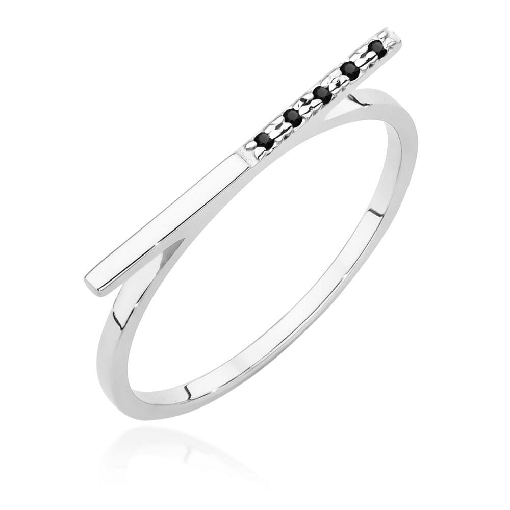 Pierścionek z czarnymi Diamentami białe złoto 1 Pierścionek W537 z czarnymi Diamentami białe złoto Jubiler Kraków BigDIAMOND