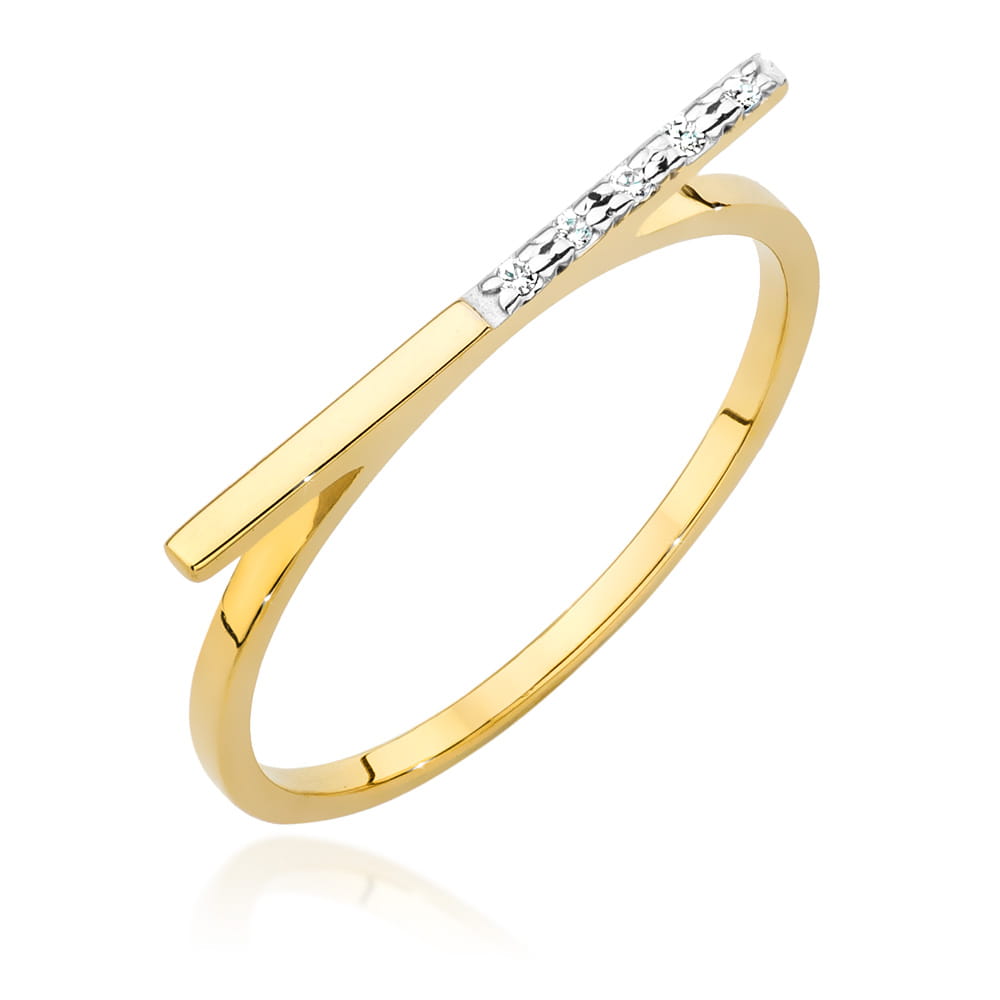 Pierścionek z diamentami żółte złoto 1 Pierścionek W537 z diamentami żółte złoto Jubiler Kraków BigDIAMOND