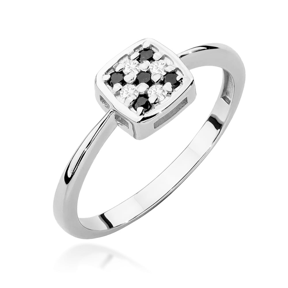 Pierścionek z czarnymi diamentami białe złoto 1 Pierścionek W555 z czarnymi diamentami białe złoto Jubiler Kraków BigDIAMOND