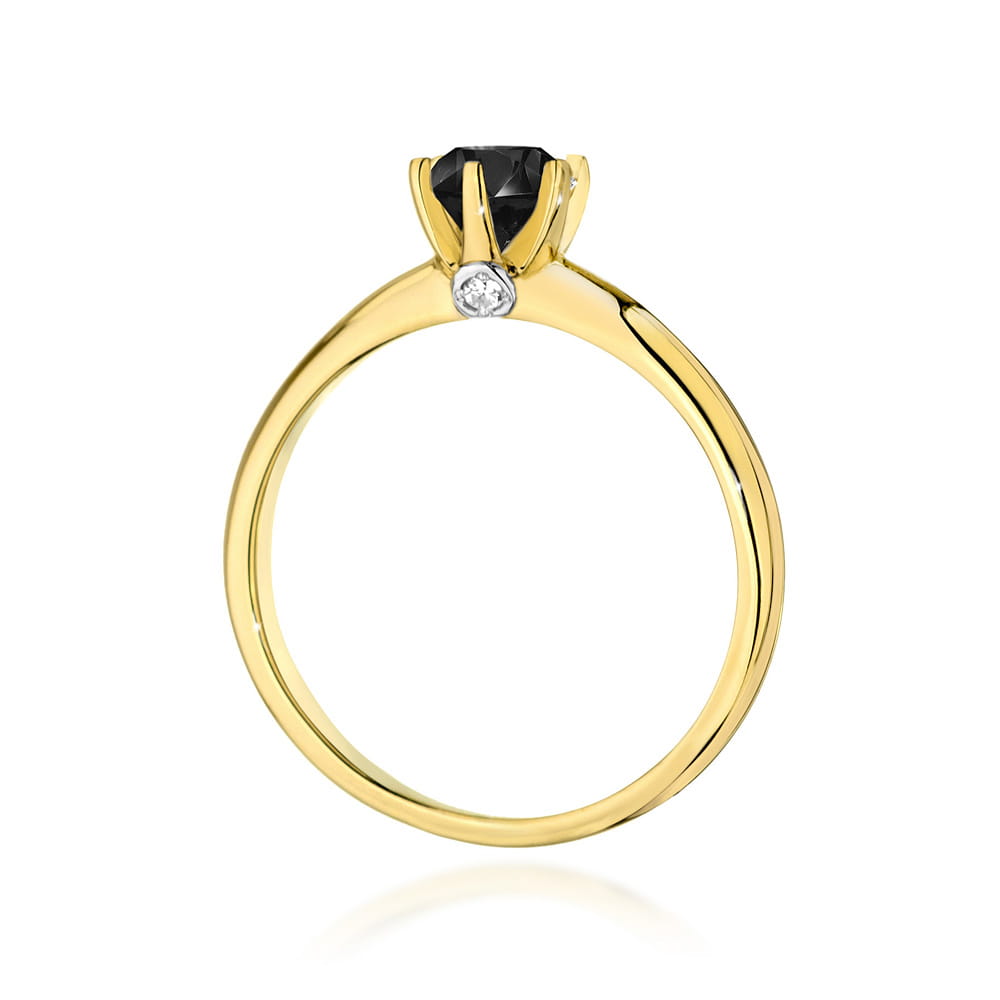 Pierścionek Czarny Diament 0,50ct żółte złoto 3 Pierścionek Czarny Diament 0,50ct żółte złoto - obrazek 3