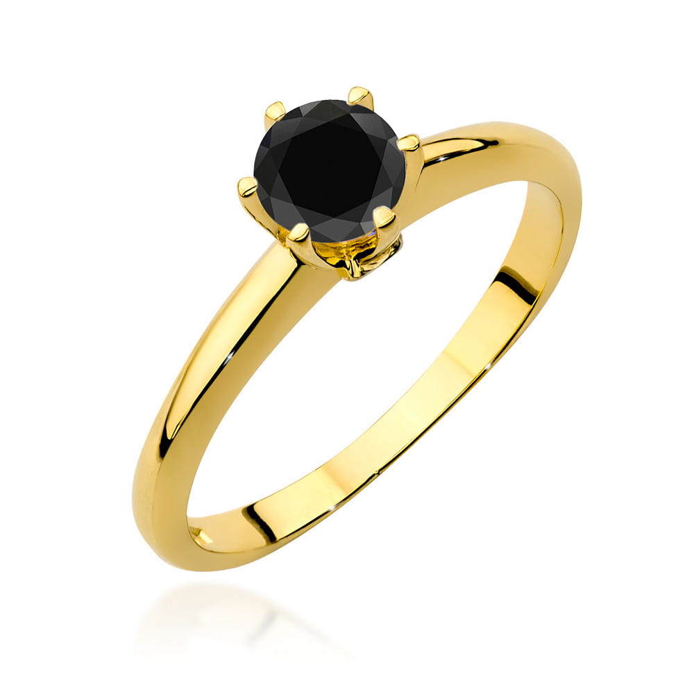 Pierścionek Czarny Diament 0,50ct żółte złoto 1 Pierścionek W557 Czarny Diament 0