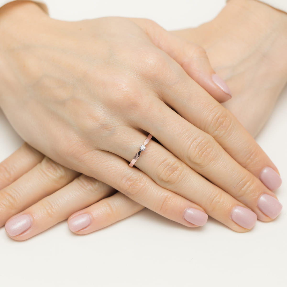 Pierścionek Diament 0,04ct różowe złoto 4 Pierścionek Diament 0,04ct różowe złoto - obrazek 4