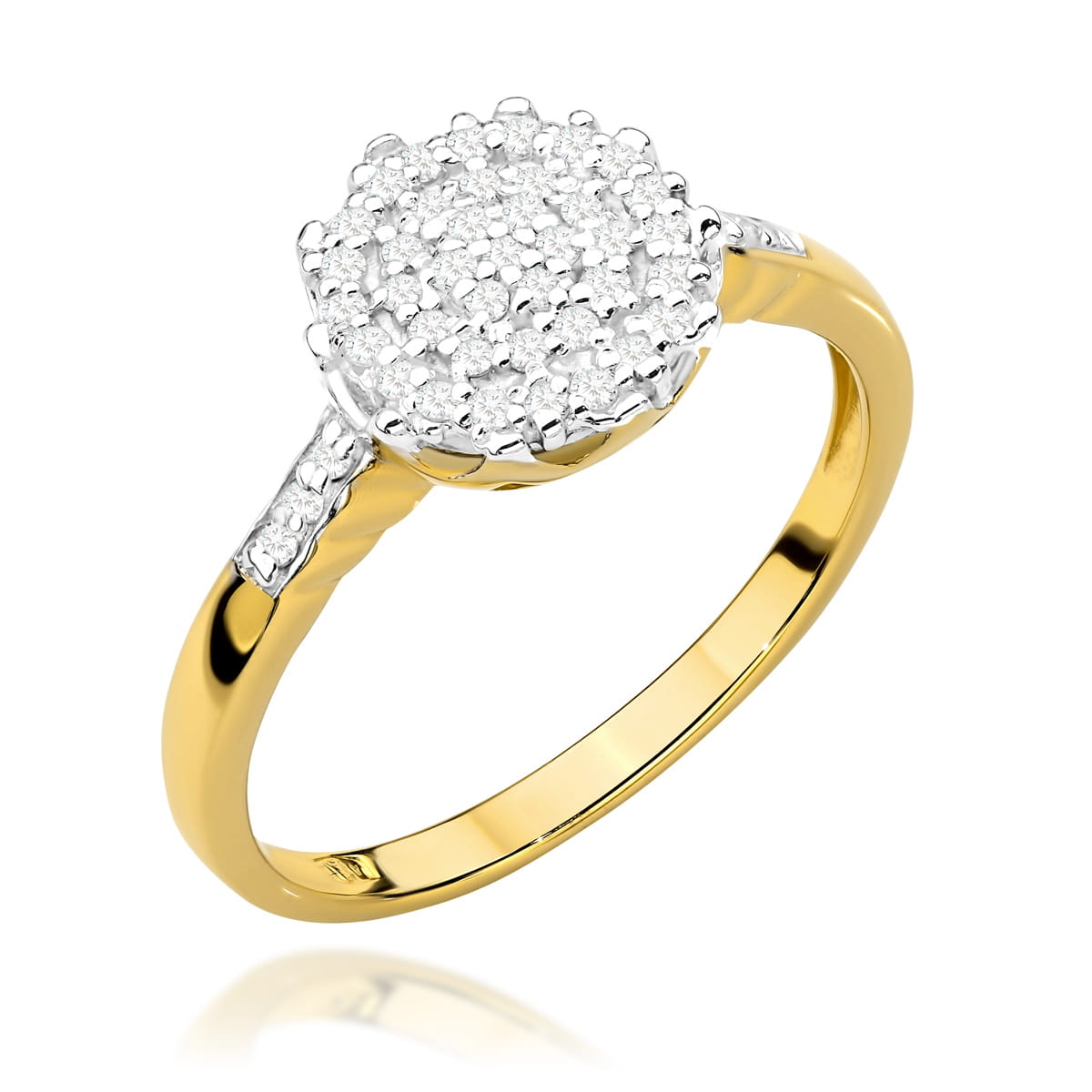 Pierścionek z diamentami żółte złoto 1 Pierścionek W565 z diamentami żółte złoto Jubiler Kraków BigDIAMOND