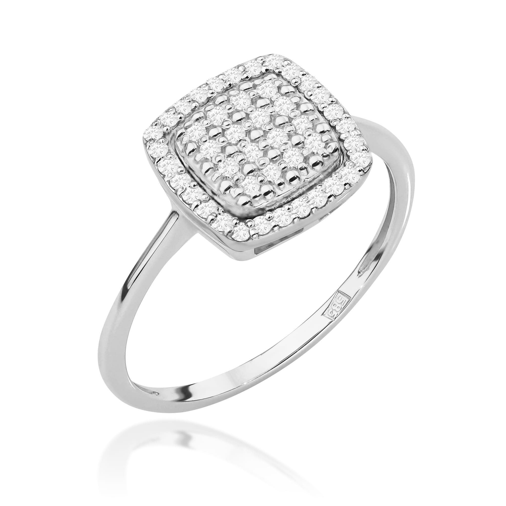 Pierścionek z diamentami białe złoto 1 Pierścionek W568 z diamentami białe złoto Jubiler Kraków BigDIAMOND