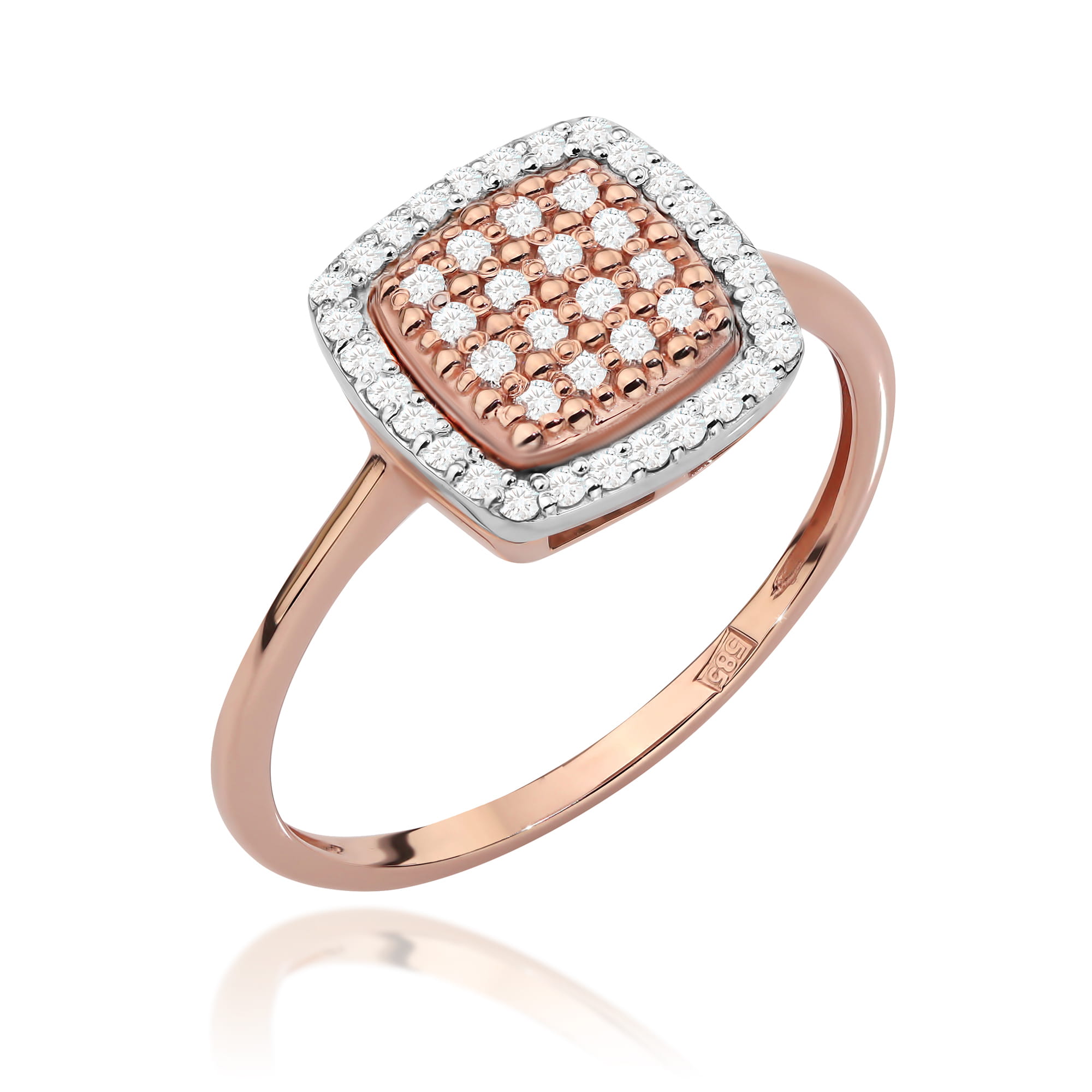 Pierścionek z diamentami różowe złoto 1 Pierścionek W568 z diamentami różowe złoto Jubiler Kraków BigDIAMOND