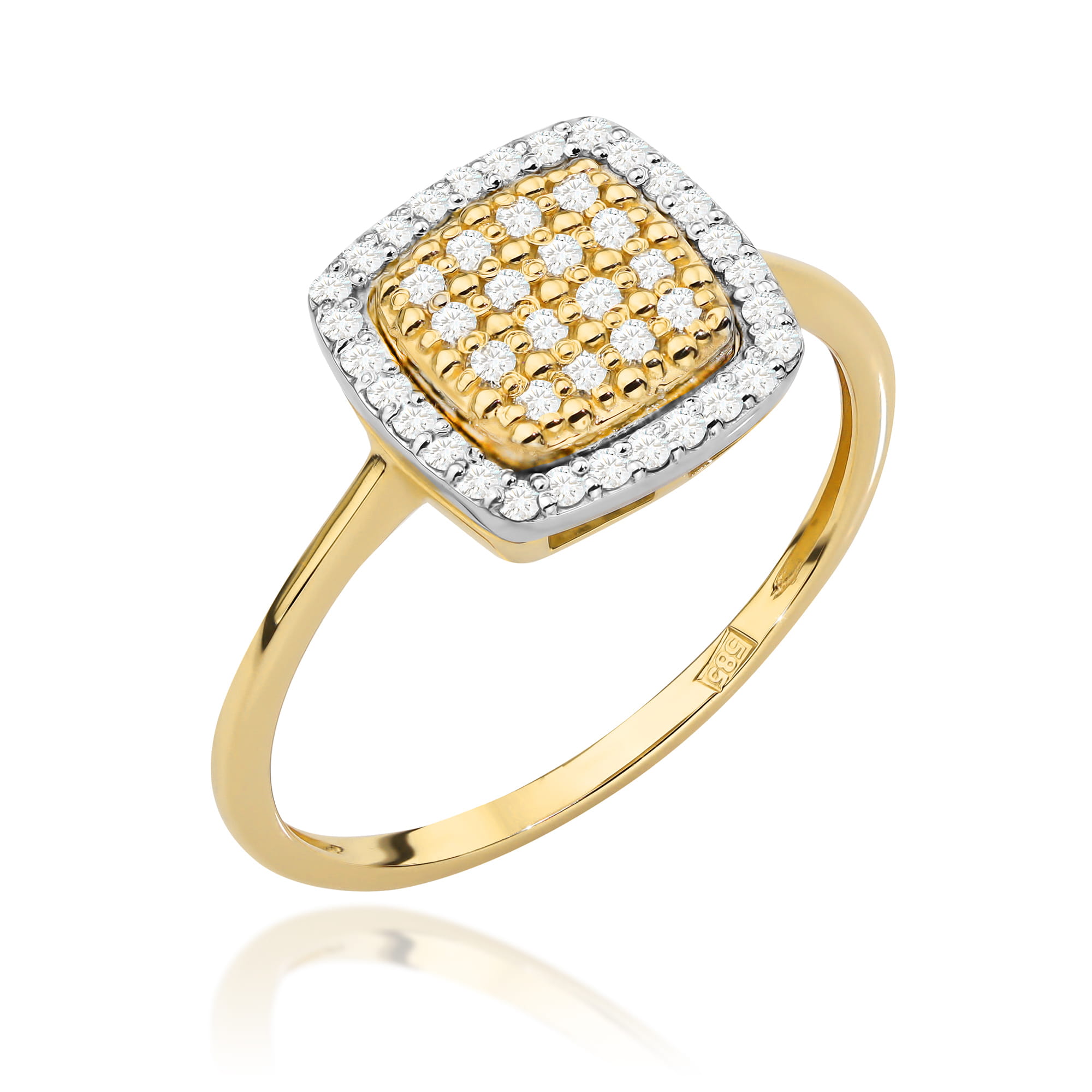 Pierścionek z diamentami żółte złoto 1 Pierścionek W568 z diamentami żółte złoto Jubiler Kraków BigDIAMOND