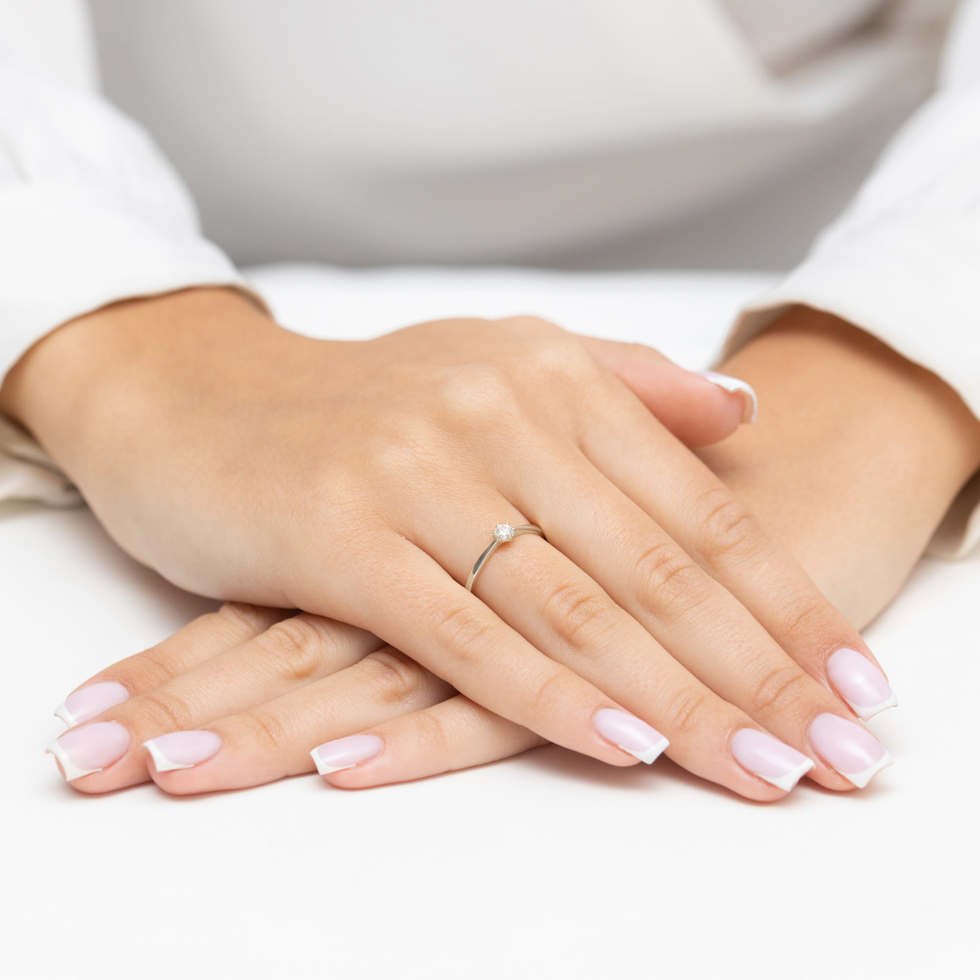 Pierścionek Diament 0,15ct białe złoto 4 Pierścionek Diament 0,15ct białe złoto - obrazek 4