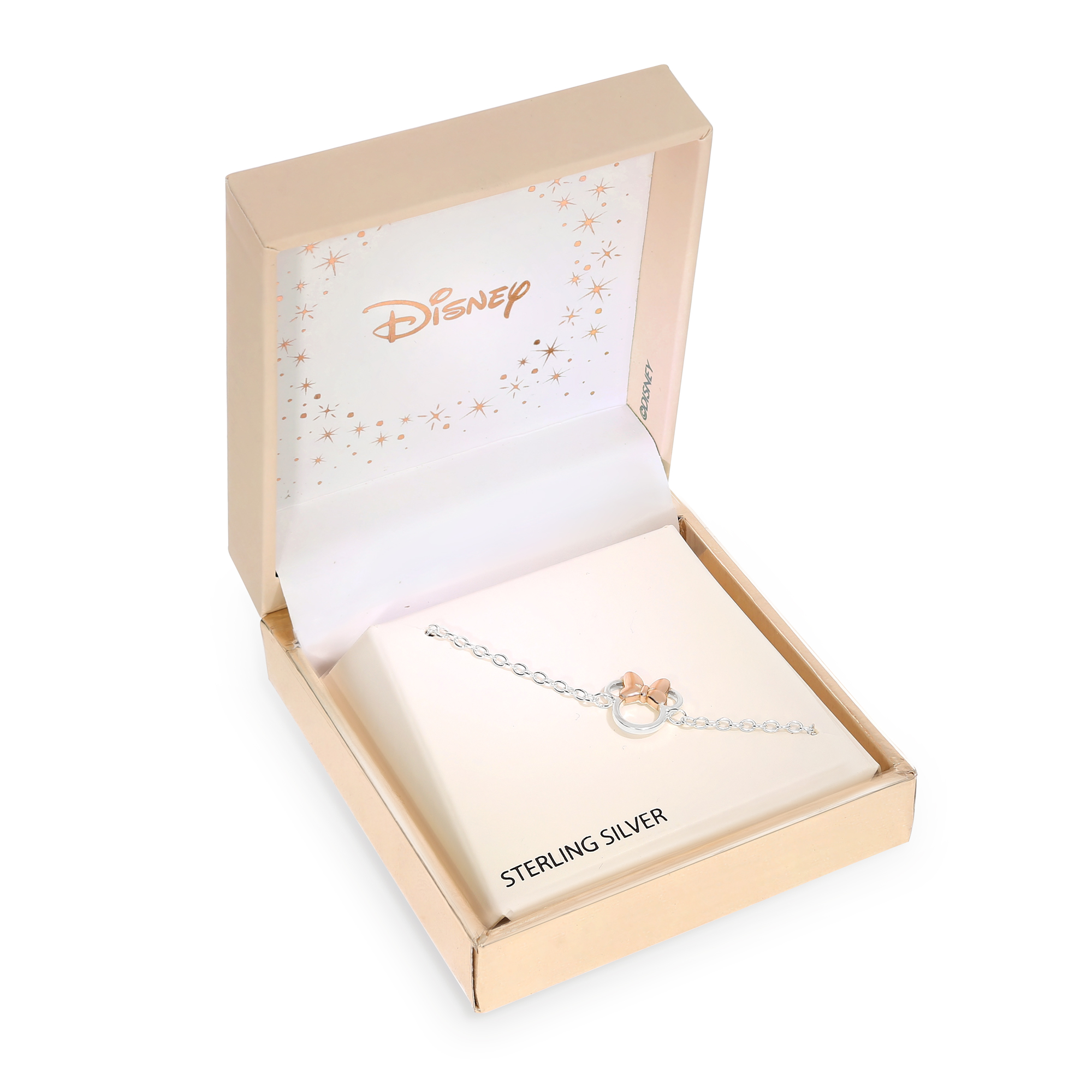 Bransoletka Disney Minnie – srebro 925 z różową kokardką – BigDIAMOND Jubiler Kraków 3 Pudełko z bransoletką Disney Minnie z certyfikatem Sterling Silver