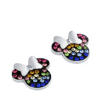 Kolczyki Disney Mickey Minnie srebro 925 – tęczowe cyrkonie – BigDIAMOND Jubiler Kraków