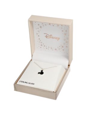 Naszyjnik Disney z czarnym wisiorkiem Myszka Miki w eleganckim pudełku prezentowym – srebrna biżuteria dla dziecka – BigDIAMOND Kraków