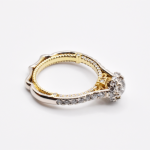 Ręcznie wykonany pierścionek z diamentami – białe i żółte złoto 585 – 1.52ct – BigDIAMOND Jubiler Kraków