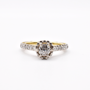 Ręcznie wykonany pierścionek z diamentami – białe i żółte złoto 585 – 1.52ct – BigDIAMOND Jubiler Kraków