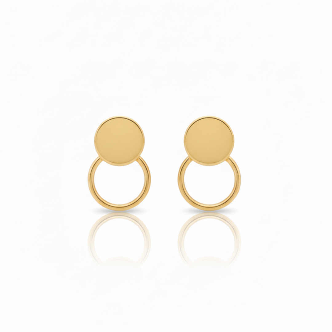 Złote kolczyki koła z okrągłym motywem – minimalistyczne studs | BigDIAMOND Jubiler Kraków 1 Geometryczne złote kolczyki minimalistyczne z dużymi okręgami